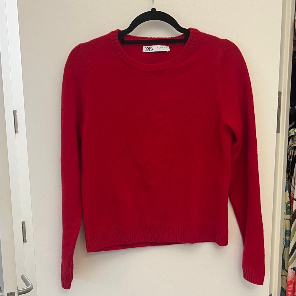 Zara Red Crew Neck Sweater